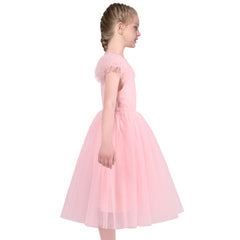 Girls Dress Flower Sparkling Sequins Belted Tulle Party Size 4-14 Years