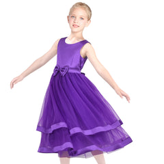 Girls Dress Sleeveless Ball Gown Wedding Party Pageant Size 6-12 Years