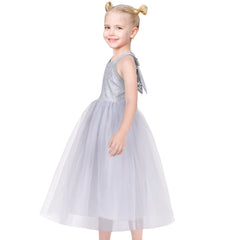 Girls Dress Flower Sparkling Sequins Belted Tulle Party Size 4-14 Years