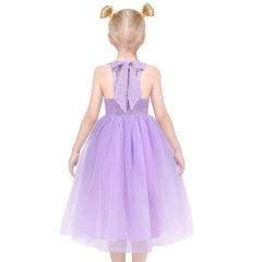 Girls Dress Flower Sparkling Sequins Belted Tulle Party Size 4-14 Years