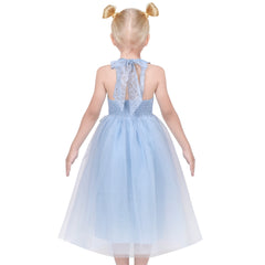 Girls Dress Flower Sparkling Sequins Belted Tulle Party Size 4-14 Years