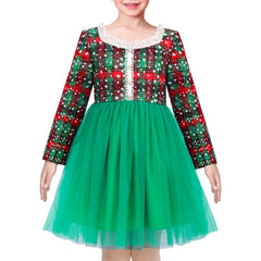 Girls Dress Pearl Pocket Vintage Elegant Xmas Long Sleeve Size 6-12 Years