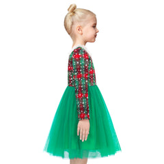 Girls Dress Pearl Pocket Vintage Elegant Xmas Long Sleeve Size 6-12 Years