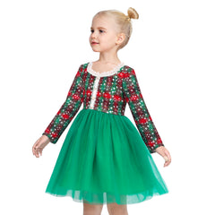 Girls Dress Pearl Pocket Vintage Elegant Xmas Long Sleeve Size 6-12 Years