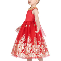 Flower Girls Dress Illusion Yoke Pageant Coffe Wedding Party Size 6-14 Years