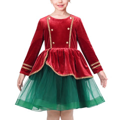 Girls Dress Christmas Hat Velvet Long Sleeve Holiday Size 4-14 Years