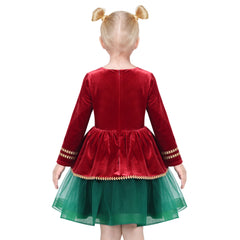 Girls Dress Christmas Hat Velvet Long Sleeve Holiday Size 4-14 Years