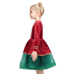 Girls Dress Christmas Hat Velvet Long Sleeve Holiday Size 4-14 Years