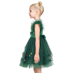 Girls Dress Floral Ruffle Tulle Skirt Flutter Flare Sleeve Size 4-10 Years