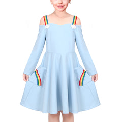 Girls Dress Unicorn Rainbow Long Sleeve Casual Dress Size 3-10 Years