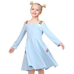 Girls Dress Unicorn Rainbow Long Sleeve Casual Dress Size 3-10 Years