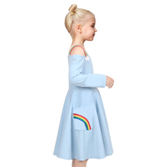 Girls Dress Unicorn Rainbow Long Sleeve Casual Dress Size 3-10 Years