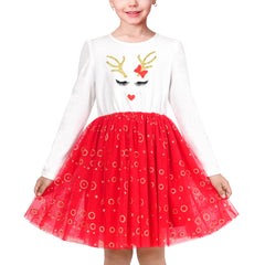 Girls Dress Cream Sequin Heart Butterfly Tulle Skirt Long Sleeve Size 3-12 Years