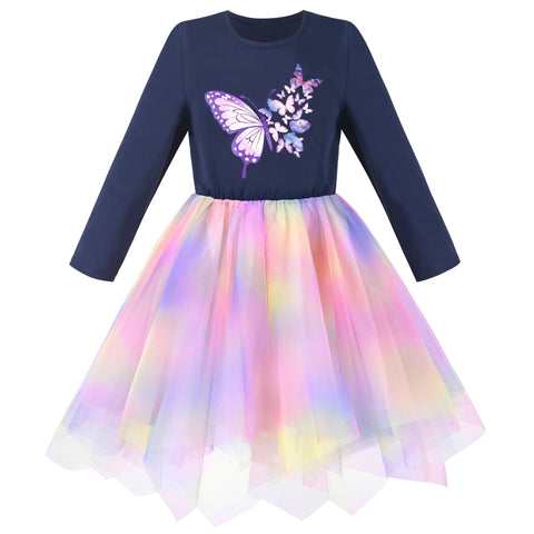 Girls Dress Long Sleeve Christmas Owl Sparkling Sequin Tulle Size 3-14 Years