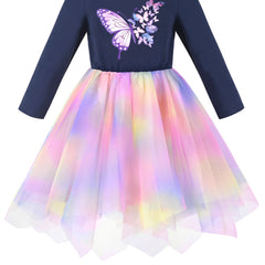 Girls Dress Long Sleeve Christmas Owl Sparkling Sequin Tulle Size 3-14 Years