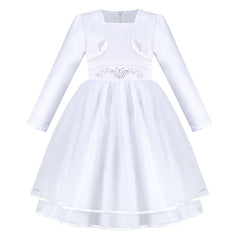 Girls Dress Satin Silk Butterfly City Building View Size 4-14 Years