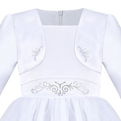 Girls Dress Satin Silk Butterfly City Building View Size 4-14 Years