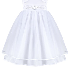 Girls Dress Satin Silk Butterfly City Building View Size 4-14 Years