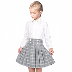 Girls Skirt Set Shirt Grid Plaid Pleated School Tennis Casual Size 4-14 Years