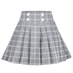 Girls Skirt Set Shirt Grid Plaid Pleated School Tennis Casual Size 4-14 Years