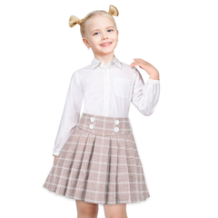 Girls Skirt Set Shirt Grid Plaid Pleated School Tennis Casual Size 4-14 Years