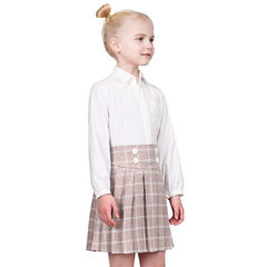 Girls Skirt Set Shirt Grid Plaid Pleated School Tennis Casual Size 4-14 Years