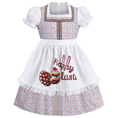 Girls Dress Maid Lace Apron German Dirndl Bavarian Oktoberfest Size 4-14 Years