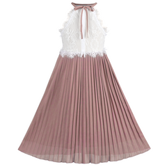 Girls Dress Haze Halter Princess Pleated Formal Party Wedding Size 6-12 Years