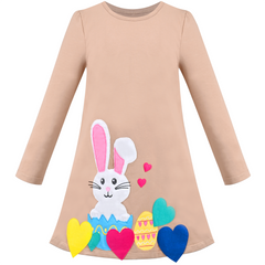 Girls Dress Long Sleeve Butterfly Color Contrast Casual Everyday Wearing Size 3-8 Years