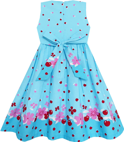 Girls Dress Blue Dot Collar Princess Party – Sunny Fashion