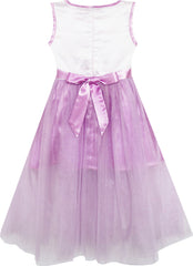 Girls Dress Satin Tulle Overlay Princess Party Purple Size 7-14 Years