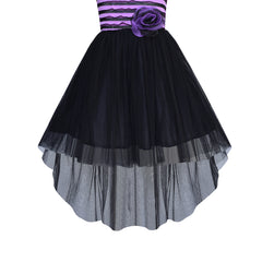 Girls Dress Hi-lo Skirt Black And Purple Party Pageant Size 7-14 Years