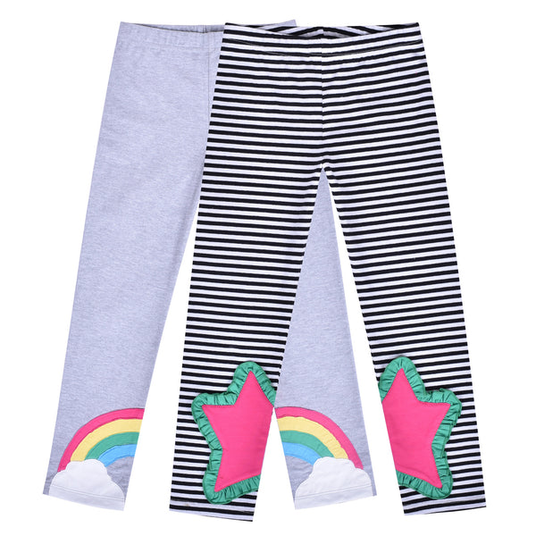 Girls Pants Leggings 2-pack Set Heart Rainbow – Sunny Fashion