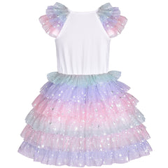 Girls Dress Tutu Dancing Tiered Skirt Easter Bunny Ballet Birthday Size 5-8 Years